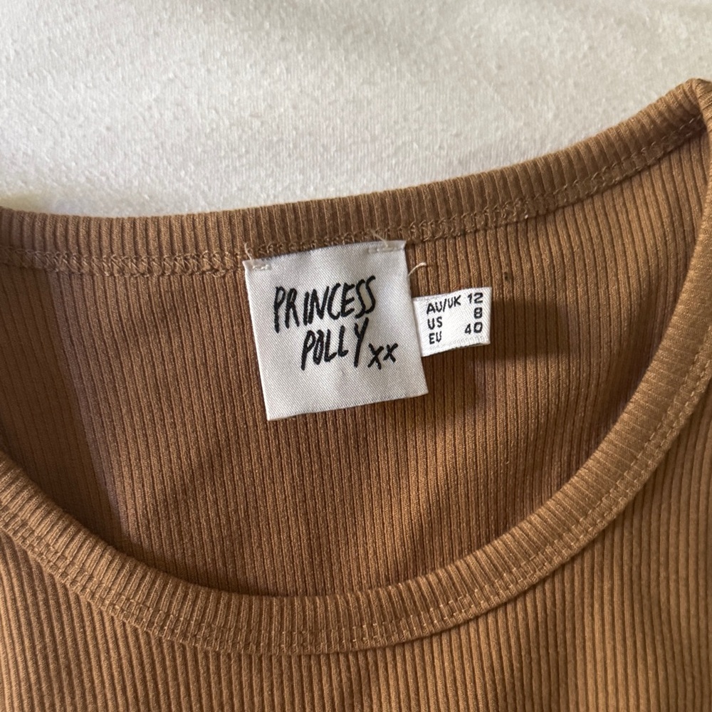 Princess Polly Camel Ribbed Tank Top - Picture 2 of 3